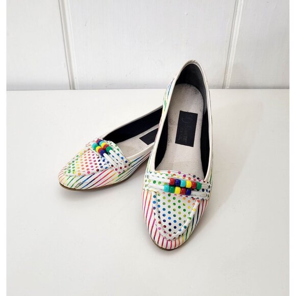 Vintage L J Simone New York  Rainbow Beaded Loafers - Picture 3 of 8